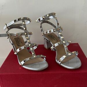Valentino Silver and Gold Studded Heels